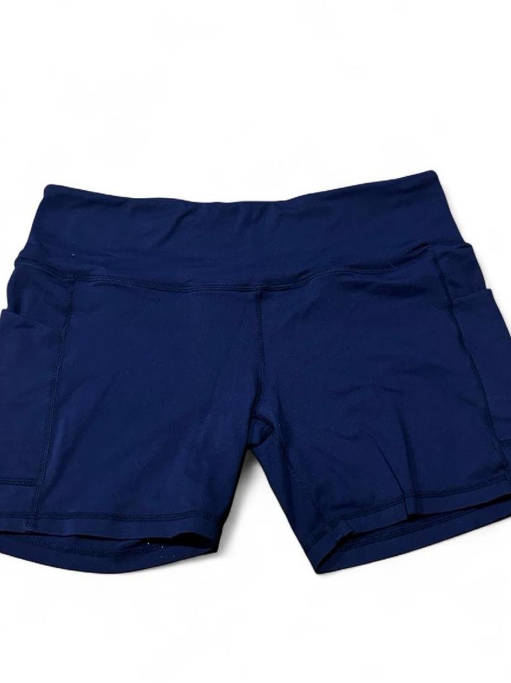 Women's Navy/Purple High-Rise Athletic Shorts with Side Pockets